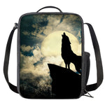 Wolf Howling At The Full Moon Print Crossbody Lunch Bag