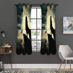 Wolf Howling At The Full Moon Print Curtain