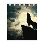 Wolf Howling At The Full Moon Print Curtain