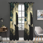 Wolf Howling At The Full Moon Print Curtain