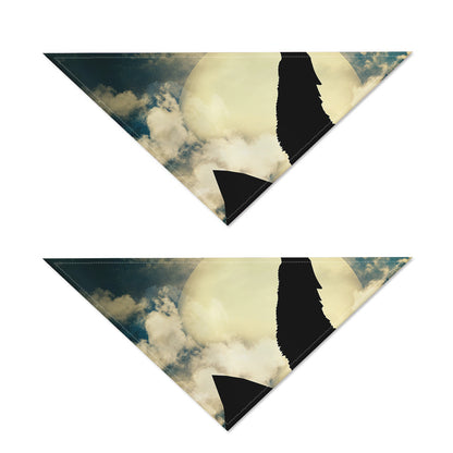 Wolf Howling At The Full Moon Print Dog Bandana