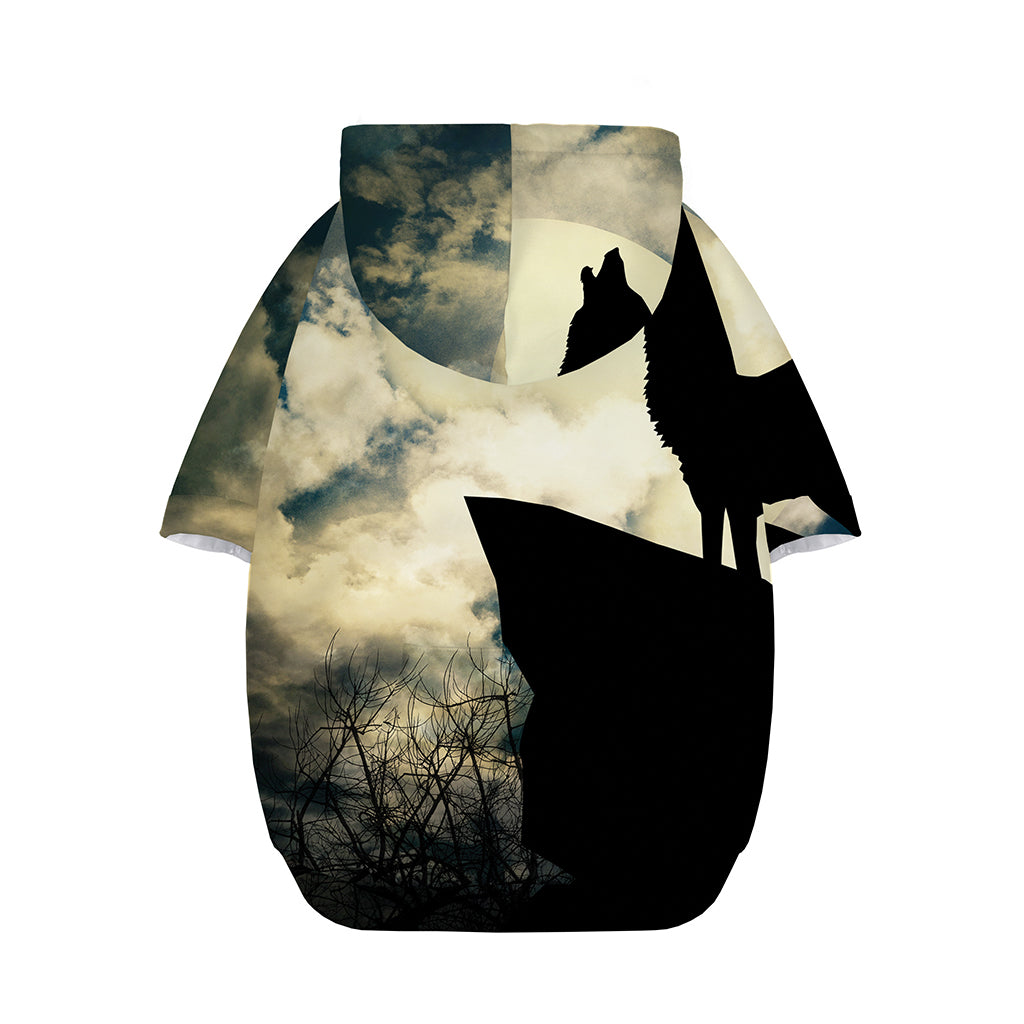 Wolf Howling At The Full Moon Print Dog Zip Up Hoodie