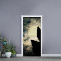 Wolf Howling At The Full Moon Print Door Sticker