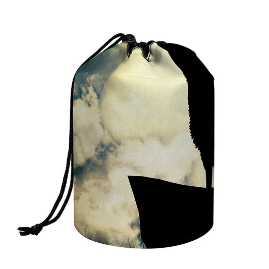 Wolf Howling At The Full Moon Print Drawstring Makeup Bag