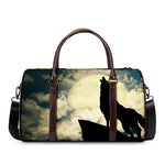 Wolf Howling At The Full Moon Print Duffle Bag