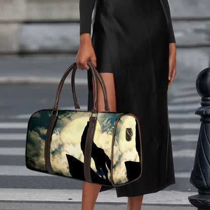 Wolf Howling At The Full Moon Print Duffle Bag