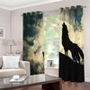 Wolf Howling At The Full Moon Print Extra Wide Grommet Curtains