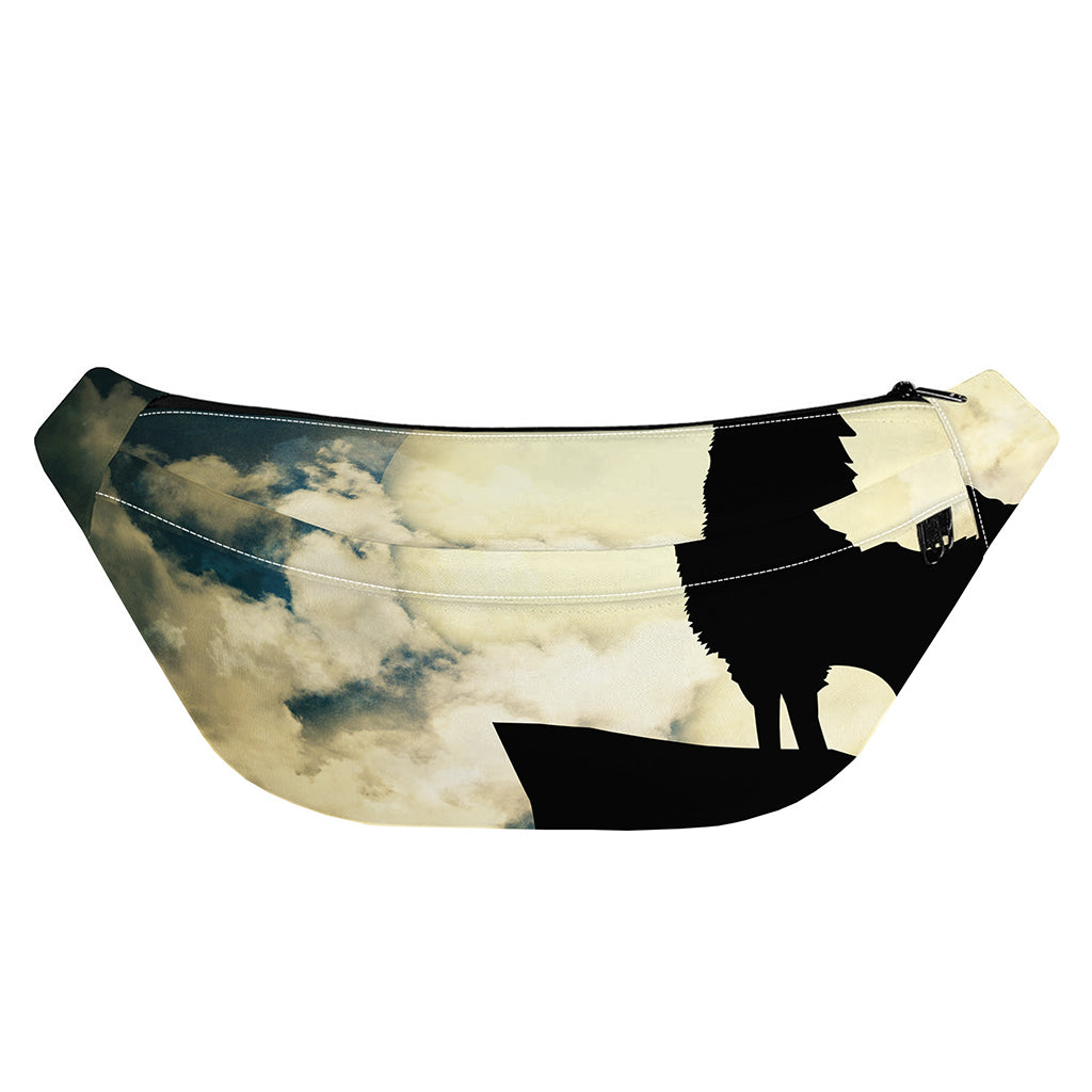Wolf Howling At The Full Moon Print Fanny Pack