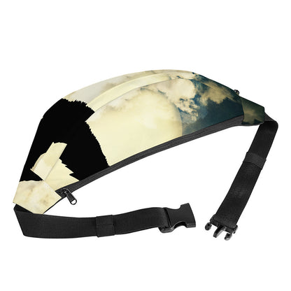 Wolf Howling At The Full Moon Print Fanny Pack