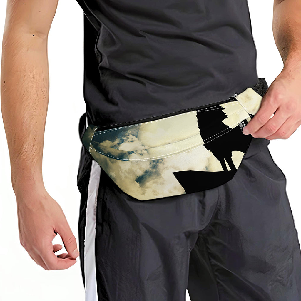 Wolf Howling At The Full Moon Print Fanny Pack