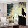 Wolf Howling At The Full Moon Print Grommet Curtains