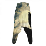 Wolf Howling At The Full Moon Print Hammer Pants