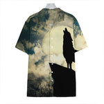 Wolf Howling At The Full Moon Print Hawaiian Shirt