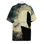Wolf Howling At The Full Moon Print Hawaiian Shirt