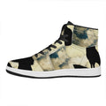 Wolf Howling At The Full Moon Print High Top Leather Sneakers