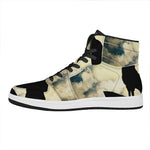 Wolf Howling At The Full Moon Print High Top Leather Sneakers