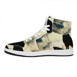 Wolf Howling At The Full Moon Print High Top Leather Sneakers
