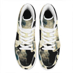 Wolf Howling At The Full Moon Print High Top Leather Sneakers