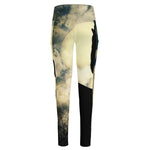 Wolf Howling At The Full Moon Print High-Waisted Pocket Leggings