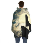 Wolf Howling At The Full Moon Print Hoodie Blanket