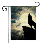 Wolf Howling At The Full Moon Print House Flag