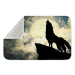 Wolf Howling At The Full Moon Print Indoor Door Mat