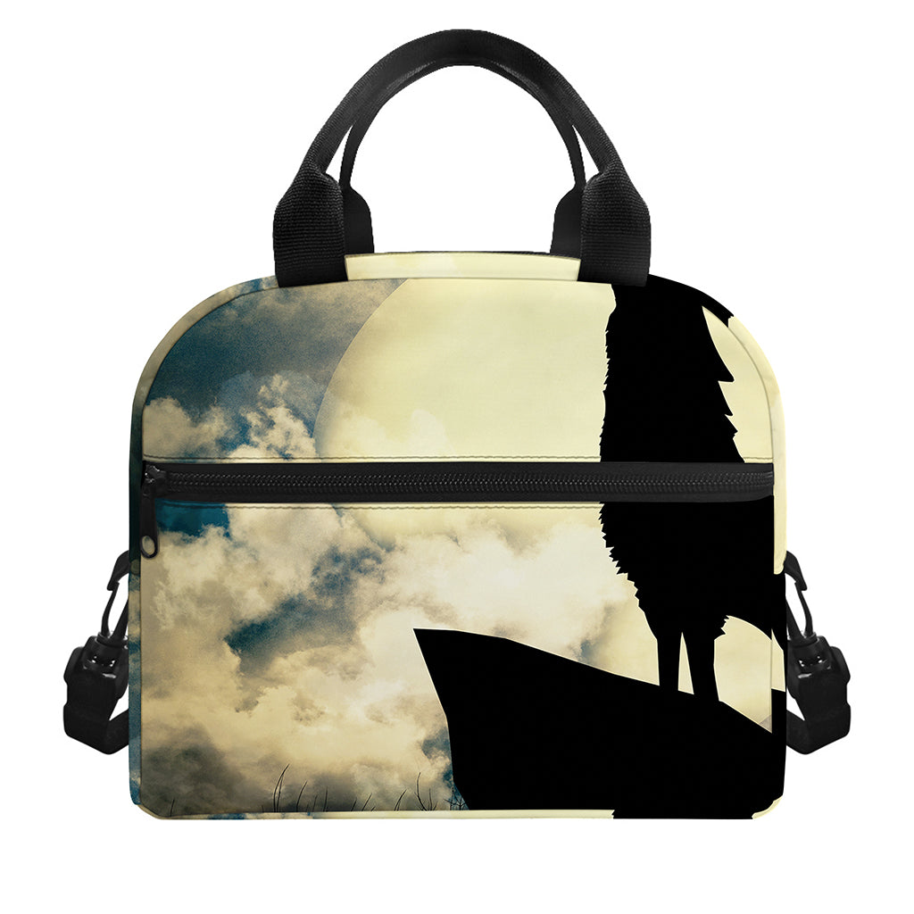 Wolf Howling At The Full Moon Print Insulated Lunch Bag