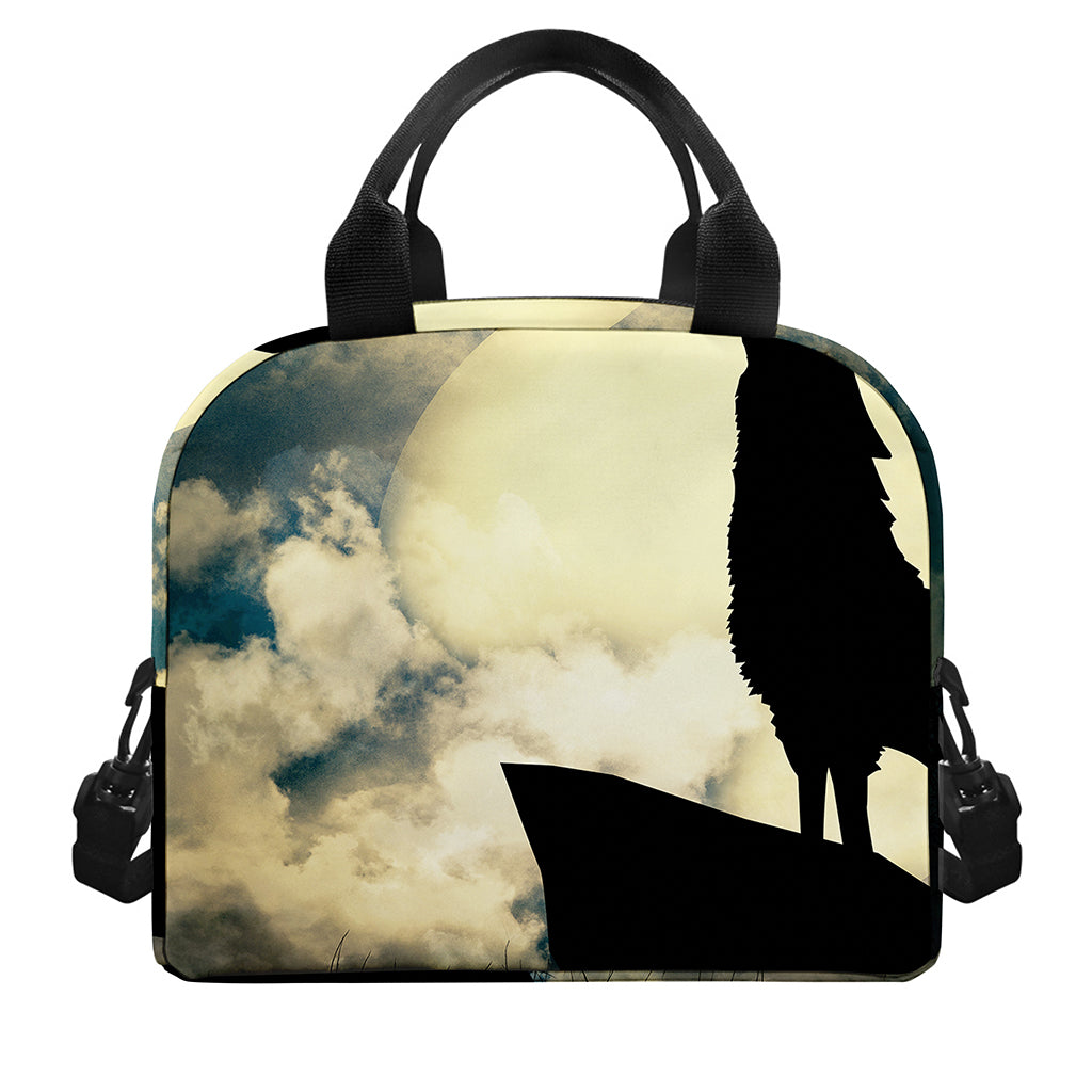 Wolf Howling At The Full Moon Print Insulated Lunch Bag