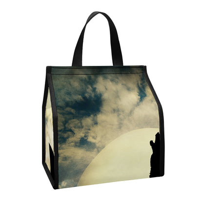 Wolf Howling At The Full Moon Print Insulated Lunch Tote