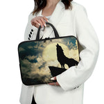 Wolf Howling At The Full Moon Print Laptop Sleeve With Handle