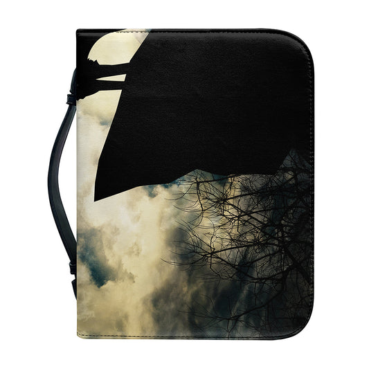 Wolf Howling At The Full Moon Print Leather Bible Cover