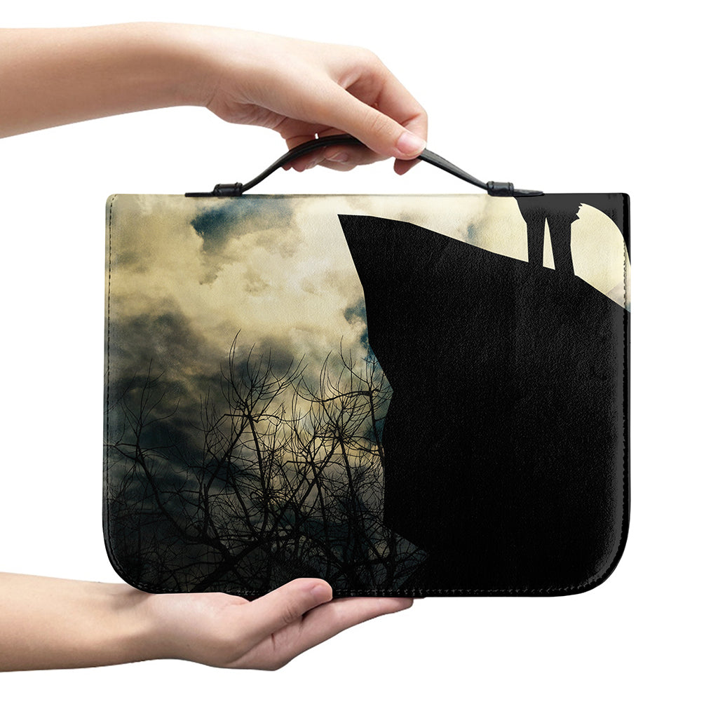 Wolf Howling At The Full Moon Print Leather Bible Cover