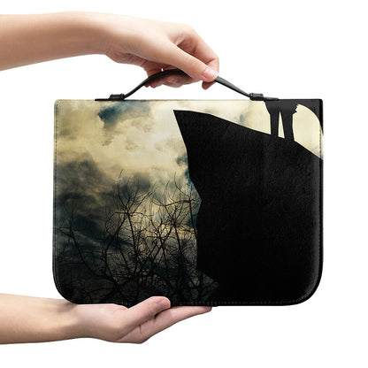 Wolf Howling At The Full Moon Print Leather Bible Cover