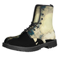 Wolf Howling At The Full Moon Print Lace-Up Boots