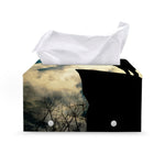 Wolf Howling At The Full Moon Print Leather Tissue Box Cover