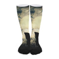Wolf Howling At The Full Moon Print Long Socks