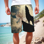 Wolf Howling At The Full Moon Print Men's Cargo Shorts