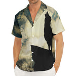 Wolf Howling At The Full Moon Print Men's Deep V-Neck Shirt