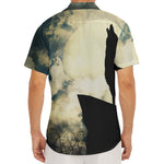 Wolf Howling At The Full Moon Print Men's Deep V-Neck Shirt