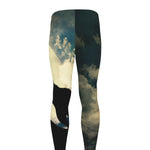 Wolf Howling At The Full Moon Print Men's leggings