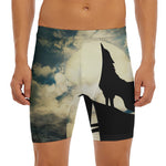 Wolf Howling At The Full Moon Print Men's Long Boxer Briefs