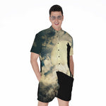 Wolf Howling At The Full Moon Print Men's Rompers