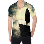 Wolf Howling At The Full Moon Print Men's Shirt