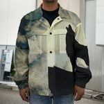 Wolf Howling At The Full Moon Print Men's Shirt Jacket