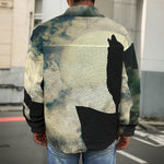 Wolf Howling At The Full Moon Print Men's Shirt Jacket