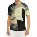 Wolf Howling At The Full Moon Print Men's Short Sleeve Rash Guard