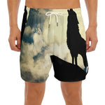 Wolf Howling At The Full Moon Print Men's Split Running Shorts
