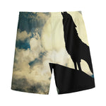 Wolf Howling At The Full Moon Print Men's Sports Shorts