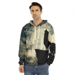 Wolf Howling At The Full Moon Print Men's Velvet Pullover Hoodie