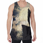 Wolf Howling At The Full Moon Print Men's Velvet Tank Top
